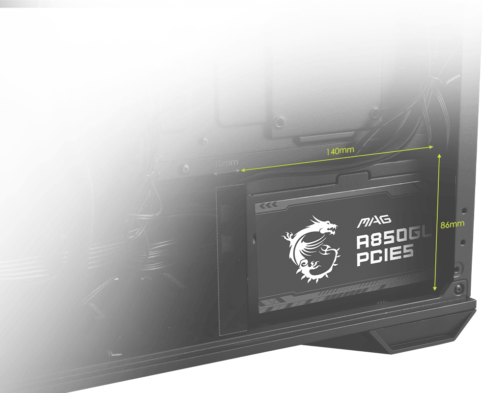 MSI A850GL PCIE POWER COMPACT SIZING