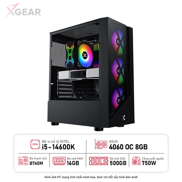 PC Xi5 Asus Gaming 4060 (i5 14600K/ VGA 4060 8GB/ SSD 512GB PCIe)