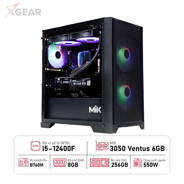 PC Xi5 MSI Gaming 3050 (i5 12th/ VGA 3050 6GB/ SSD 256GB PCIe)