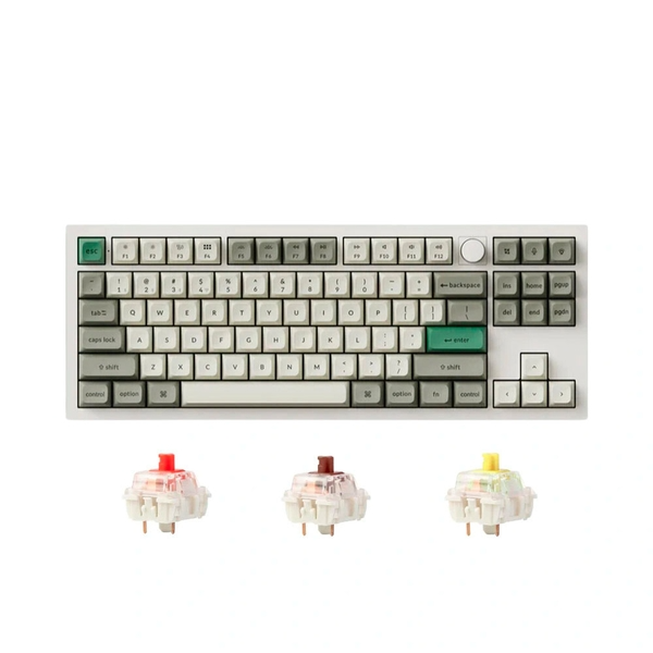 Bàn phím vi tính Keychron Q3 Max Swappable RGB Backlight Red Switch Knob Version - White