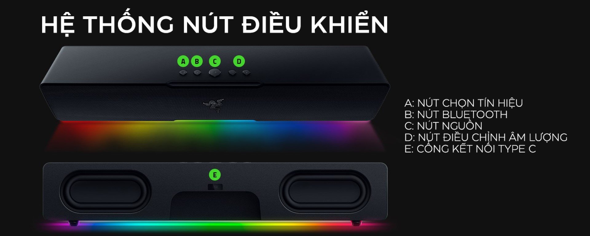 Loa Razer Leviathan V2 X - Màu đen