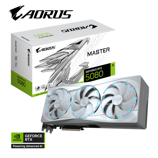VGA Gigabyte AORUS GeForce RTX™ 5080 MASTER ICE 16G (GV-N5080AORUSM ICE-16GD) 