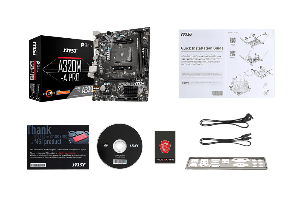 MSI A320M-A PRO box content