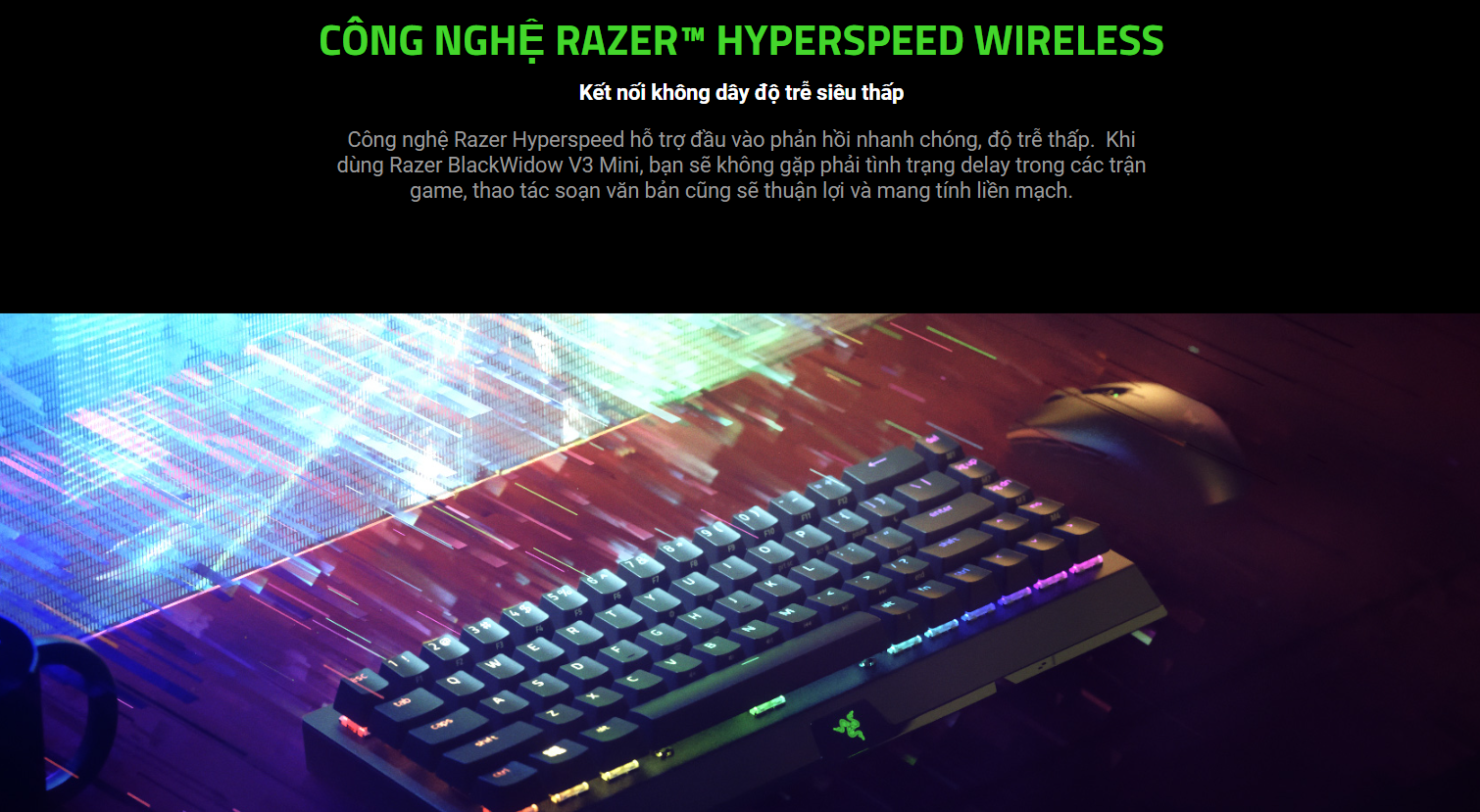 Bàn phím cơ không dây Razer Blackwidow V3 Mini Hyperspeed Phantom Pudding Yellow sw (RZ03-03891900-R3M1) 3