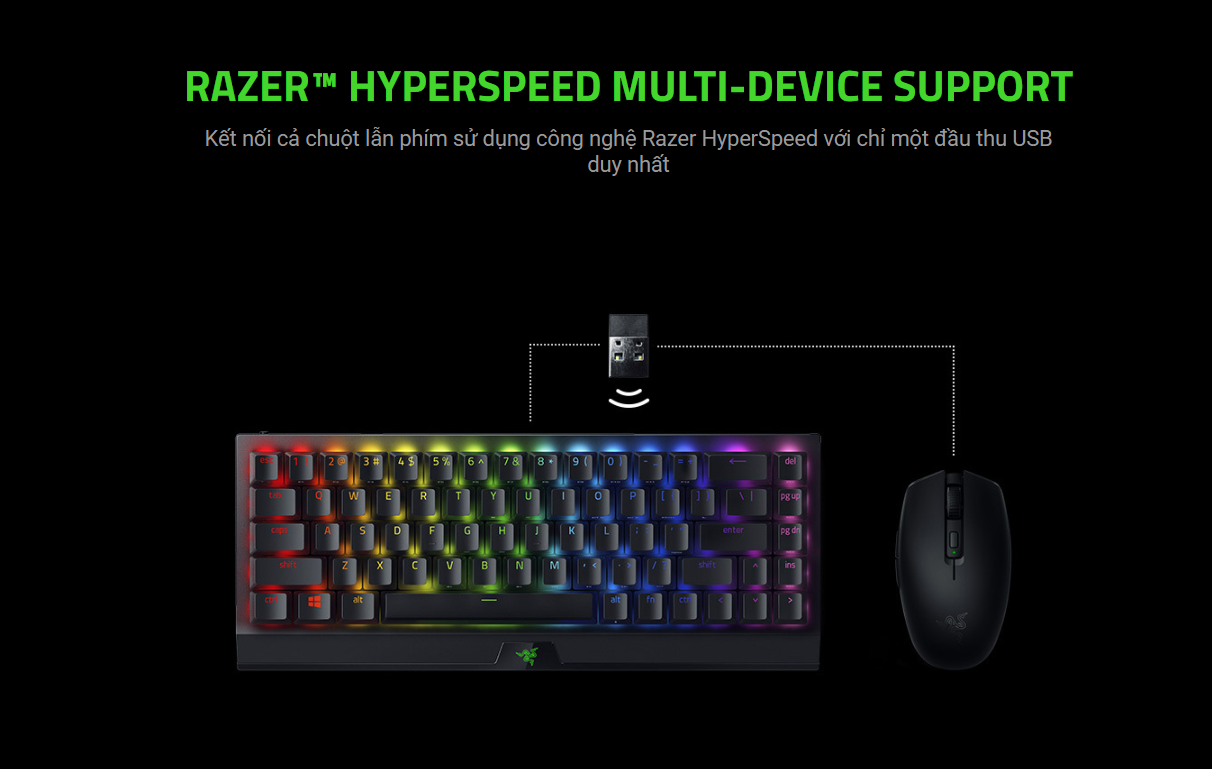 Bàn phím cơ không dây Razer Blackwidow V3 Mini Hyperspeed Phantom Pudding Yellow sw (RZ03-03891900-R3M1) 5