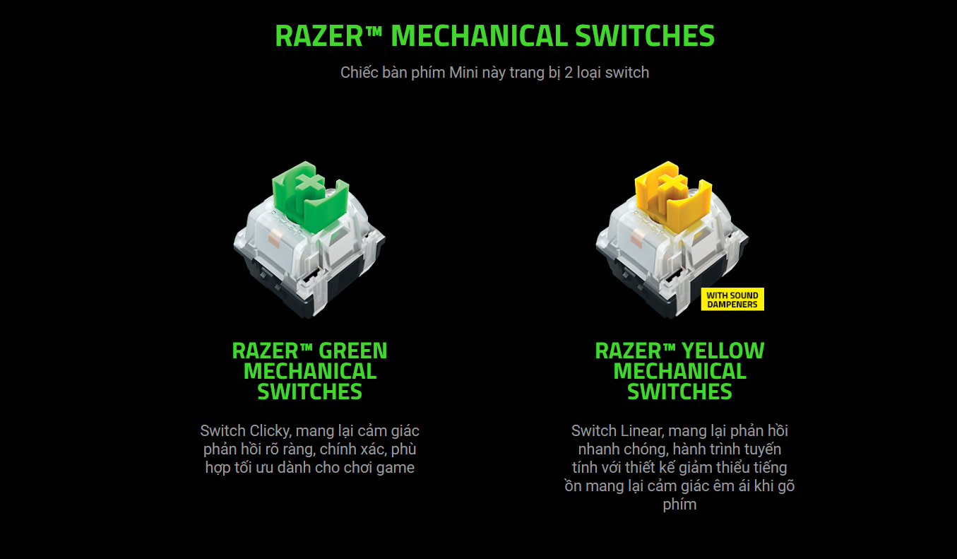 Bàn phím cơ không dây Razer Blackwidow V3 Mini Hyperspeed Phantom Pudding Yellow sw (RZ03-03891900-R3M1) 6