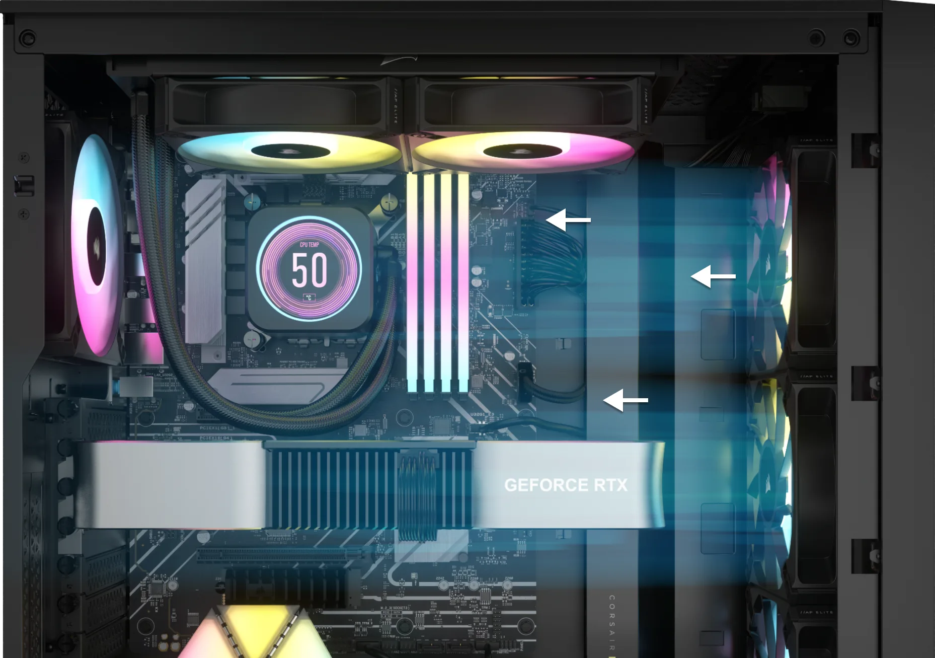 A view of 4000D RGB AIRFLOW with ventilated front panel.