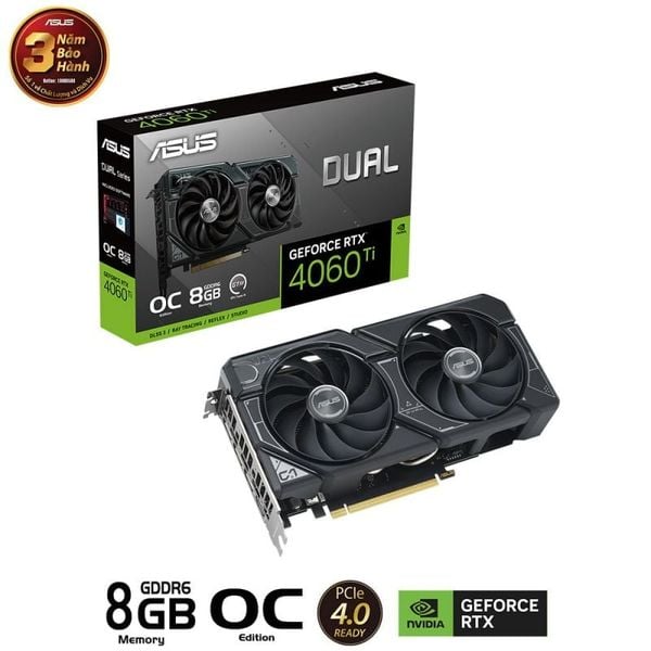 VGA ASUS Dual GeForce RTX 4060 Ti OC 8GB GDDR6 (DUAL-RTX4060TI-O8G)