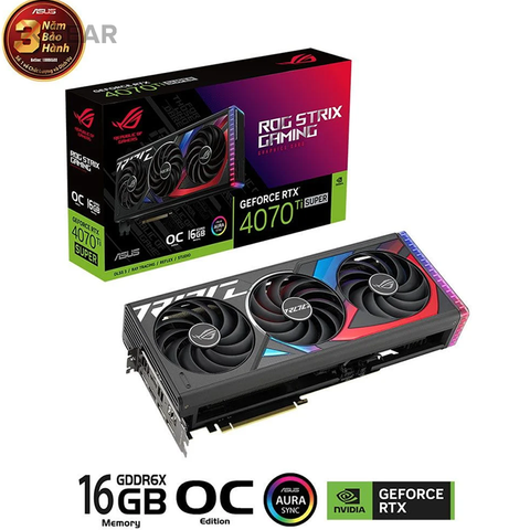 VGA ASUS ROG Strix GeForce RTX 4070 Ti SUPER 16GB GDDR6X OC Edition (ROG-STRIX-RTX4070TIS-O16G-GAMING)