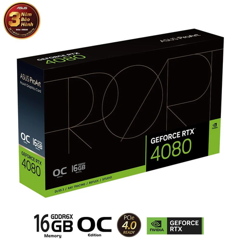 Card màn hình ASUS PROART GeForce RTX 4080 OC Edition 16GB (PROART-RTX4080-016G)