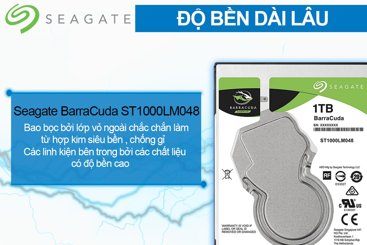 Ổ Cứng Trong Laptop Seagate BarraCuda 1TB/128MB/2.5/5400 - ST1000LM048