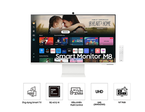 Màn hình Samsung Thông Minh M8 M80D LS32DM801UEXXV (32 inch/UHD/VA/60Hz/4ms/Loa/White)
