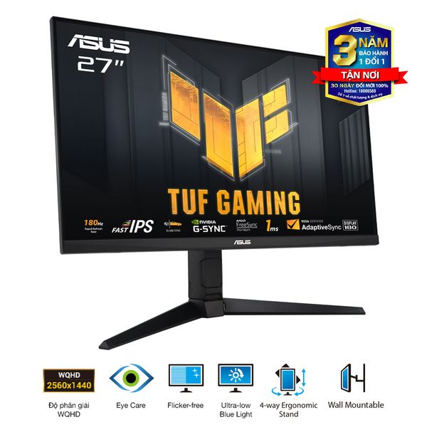 Màn hình Asus TUF Gaming VG27AQ3A (27/ QHD 2K/ IPS/ 1ms GTG/ 180Hz)