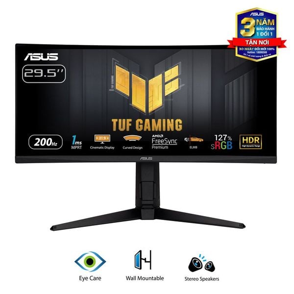 Màn Hình Cong ASUS TUF Gaming VG30VQL1A (30/UW Full HD/ VA/ 1ms MPRT/ 200Hz/ 127% sRGB)