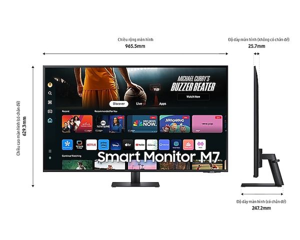 Màn Hình SAMSUNG SMART M7 M70D LS43DM702UEXXV (43 inch | VA | 4K | 4ms | 60Hz)