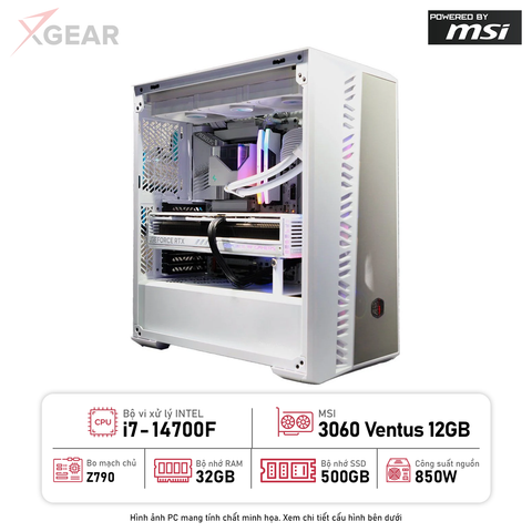 PC Xi7 MSI Gaming 3060 (i7 14700F/ VGA 3060 12GB/ SSD 500GB PCIe) Win 11 Pro Bản quyền