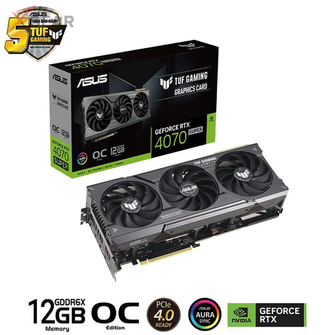 VGA ASUS TUF Gaming GeForce RTX 4070 SUPER 12GB GDDR6X OC Edition (TUF-RTX4070S-O12G-GAMING)