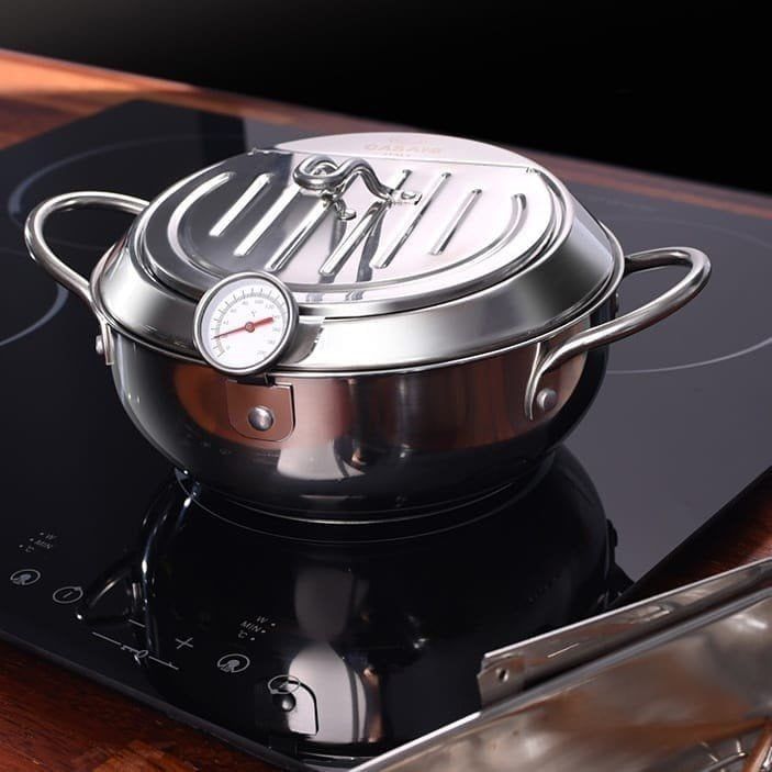  Nồi chiên ngập dầu Casani Fryer Pot nội địa hàn có nhiệt kế và khay ráo mỡ tiện lợi, dùng được mọi loại bếp 