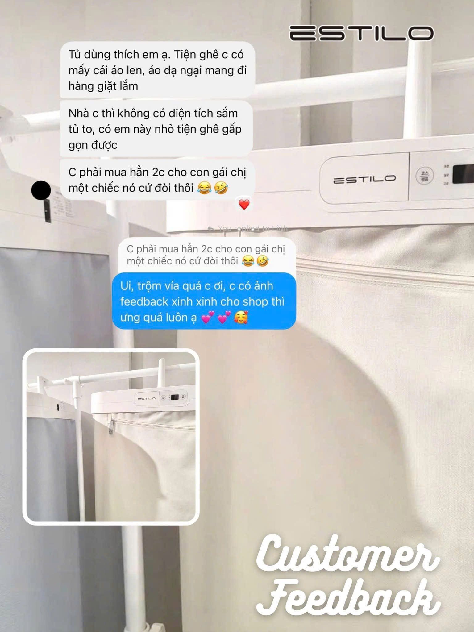  Tủ giặt sấy Estilo ILS-100VWSB nhỏ gọn, công nghệ giặt sấy khử mùi quần áo 