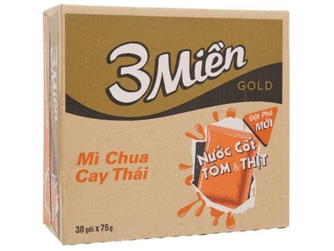 Mì 3 Miền Gold chua cay Thái thùng 75g*30 gói