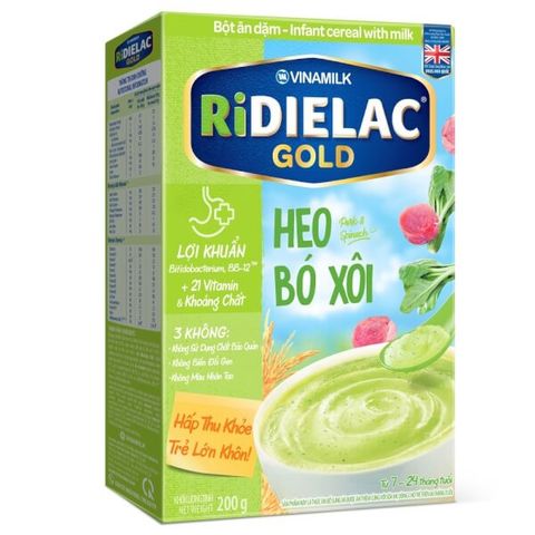 Bột ăn dặm Ridielac Gold heo bó xôi
