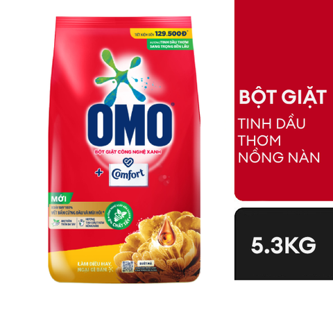 Bột giặt Omo comfort tinh dầu thơm nồng nàn 5.3kg