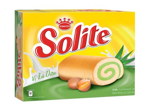 Bánh bông lan cuộn kem vị lá dứa Solite hộp 288g
