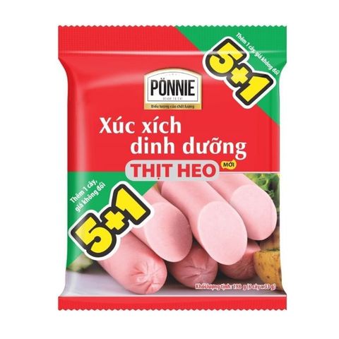 Xúc xích dinh dưỡng Ponnie thịt heo gói 198g