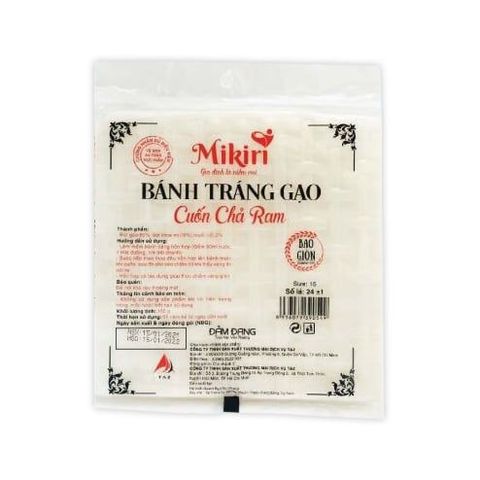 Bánh tráng gạo Mikiri cuốn chả ram 24 lá gói 100g