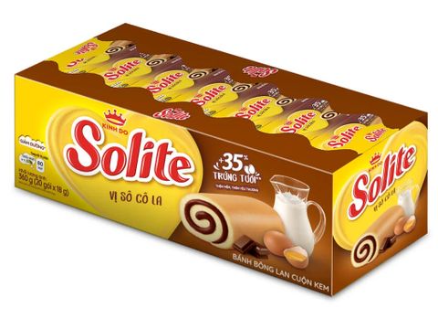 Bánh bông lan cuộn kem socola Solite khay 360g