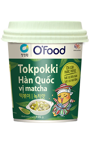 Bánh gạo Tokpokki hàn quốc vị matcha ly 105g