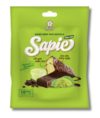 Bánh mềm phủ socola Sapie gói 180g