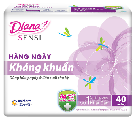 Băng vệ sinh Diana hàng ngày Sensi kháng khuẩn 40 miếng (4161)