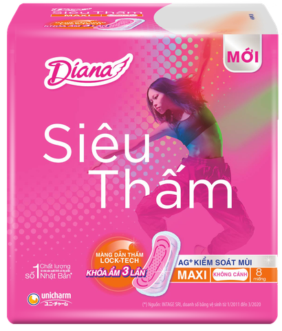 Băng vệ sinh diana dày siêu thấm không cánh 8 miếng