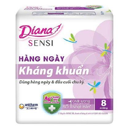 Băng vệ sinh Diana hàng ngày kháng khuẩn siêu thấm 8 miếng