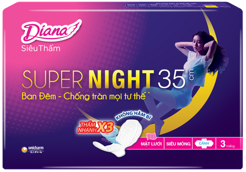 Băng vệ sinh Diana đêm cánh siêu thấm 35cm 3 miếng