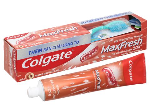 Kem đánh răng Colgate maxfresh hương đào mát lạnh 225g+ bàn chải
