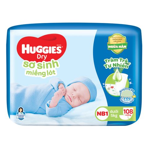Miếng lót sơ sinh Huggies dry NB1 108 miếng