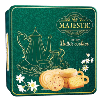 Bánh Cookies bơ Majestic bình trà hộp 468g