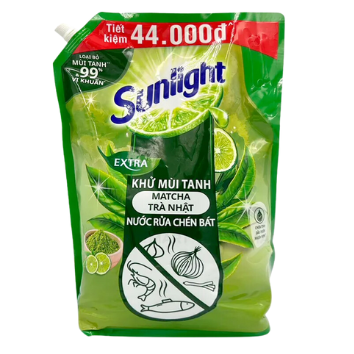 Nước rửa chén Sunlight khử mùi tanh matcha trà nhật 3.4kg