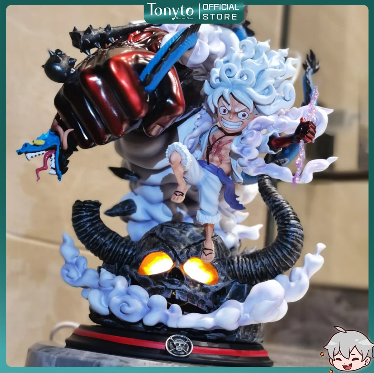  [CÓ LED] Mô Hình Luffy Nika Gear 5 Trạng Thái Chiến Đấu Bóp Kaido Siêu Ngầu | Mô Hình One Piece 