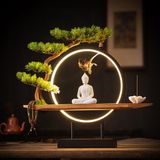  Tượng Phật Thích Ca Ngồi Thiền Dưới Gốc Cây Kèm kệ Đèn Led Decor An Yên 