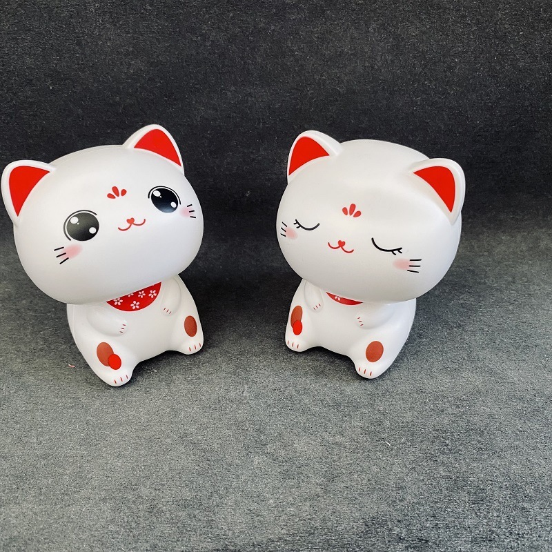  Mèo Thần Tài Lúc Lắc, Mèo May Mắn Maneki Neko Sử Dụng Năng Lượng Mặt Trời - Trang Trí Taplo Oto, Bàn Làm Việc, Quà Tặng 