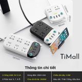  Ổ Cắm Điện Đa Năng Thông Minh 2500W, Chống Giật, 6 Lỗ Cắm Và 3 Cổng Sạc USB, Phích Cắm 2 Chấu 