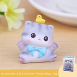  Set 4 Mèo Xám Mini Cute Làm Quà Sinh Nhật, Trang Trí 