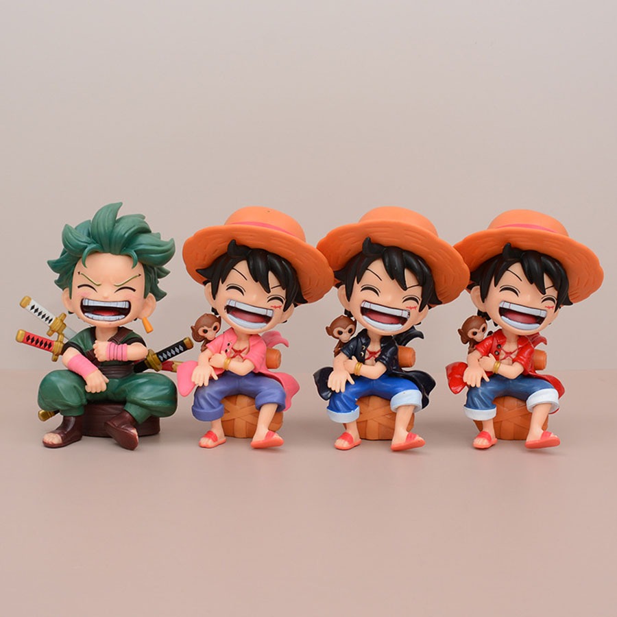  Mô Hình Luffy, Sanji, Zoro Chibi Ngồi Cười Đáng Yêu Fullbox - Mô Hình One Piece 