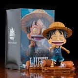  Mô Hình Luffy Hồi Nhỏ, Mặt Vui Nhộn Với Khúc Thịt Cao 15cm - Mô Hình One Piece 