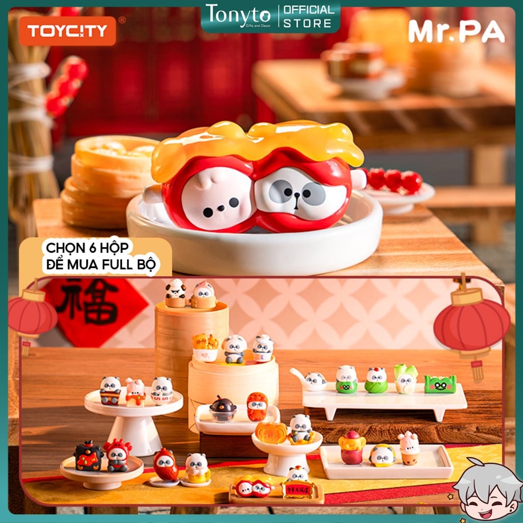  Mô Hình Blind box Mr.Pa Mini Bean China Grand Hotel ToyCity - Mô Hình Gấu Trúc Panda Cute 