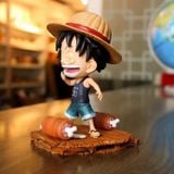  Mô Hình Luffy Hồi Nhỏ, Mặt Vui Nhộn Với Khúc Thịt Cao 15cm - Mô Hình One Piece 
