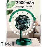  Quạt Mini Gấp Gọn, Quạt Để Bàn 3 Chế Độ Gió, Sạc USB Tích Điện 2000mAh 